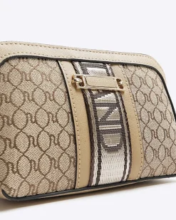 River Island Beige RI monogram cross body bag Cream Best