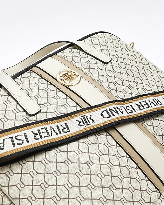 River Island Beige RI monogram laptop case Cream Best