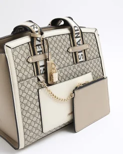 River Island Beige RI monogram tote bag Cream Hot