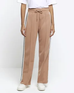 River Island Beige side stripe wide leg joggers Cream Hot