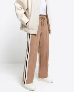 River Island Beige side stripe wide leg joggers Cream Hot