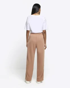 River Island Beige side stripe wide leg joggers Cream Hot