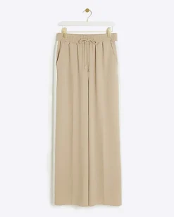 River Island Beige side stripe wide leg joggers Cream New