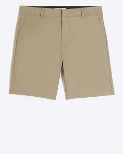 River Island Beige slim fit chino short Stone Discount