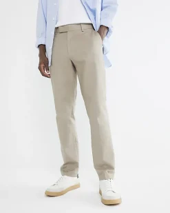 River Island Beige slim fit smart chino trousers Stone Hot
