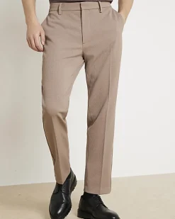River Island Beige slim fit waffle textured trousers Stone Online