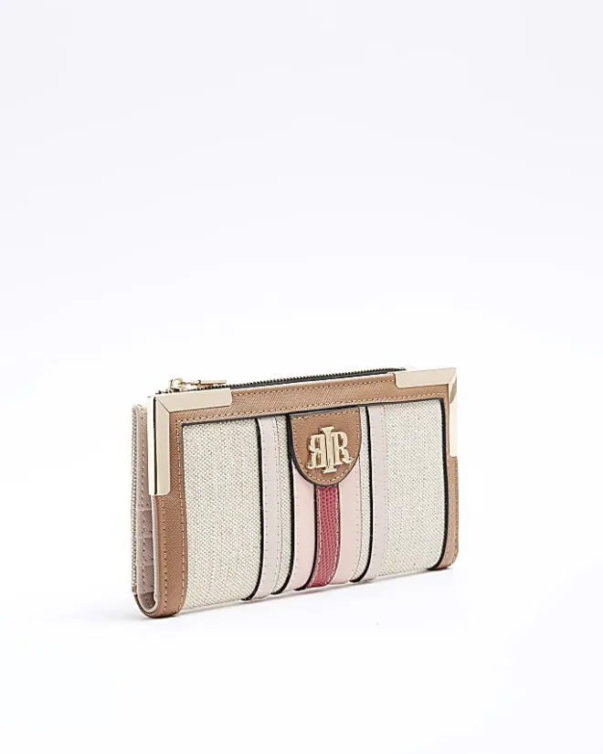 River Island Beige stripe canvas purse Cream Fashion