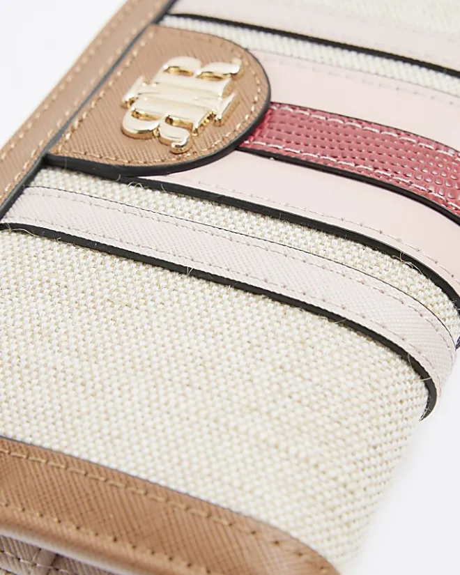 River Island Beige stripe canvas purse Cream Fashion