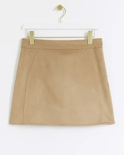 River Island Beige suedette elasticated mini skirt Cream Fashion