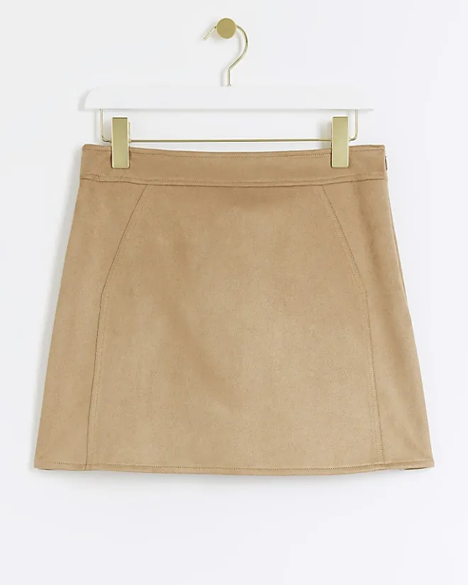 River Island Beige suedette elasticated mini skirt Cream Fashion