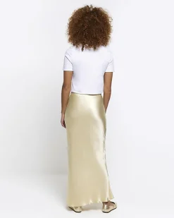 River Island Beige tie waist midi skirt Cream Best