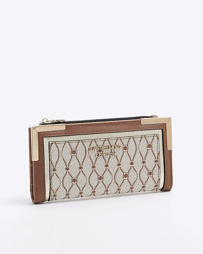 River Island Beige wave RI monogram purse Cream Fashion