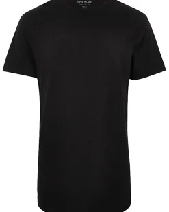 River Island Big & Tall curved hem slim fit t-shirt Black Online