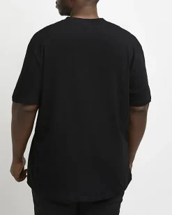 River Island Big & Tall curved hem slim fit t-shirt Black Online
