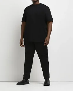 River Island Big & Tall curved hem slim fit t-shirt Black Online