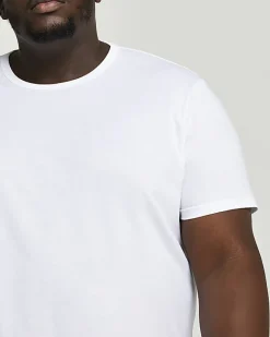 River Island Big & Tall curved hem slim fit t-shirt White New
