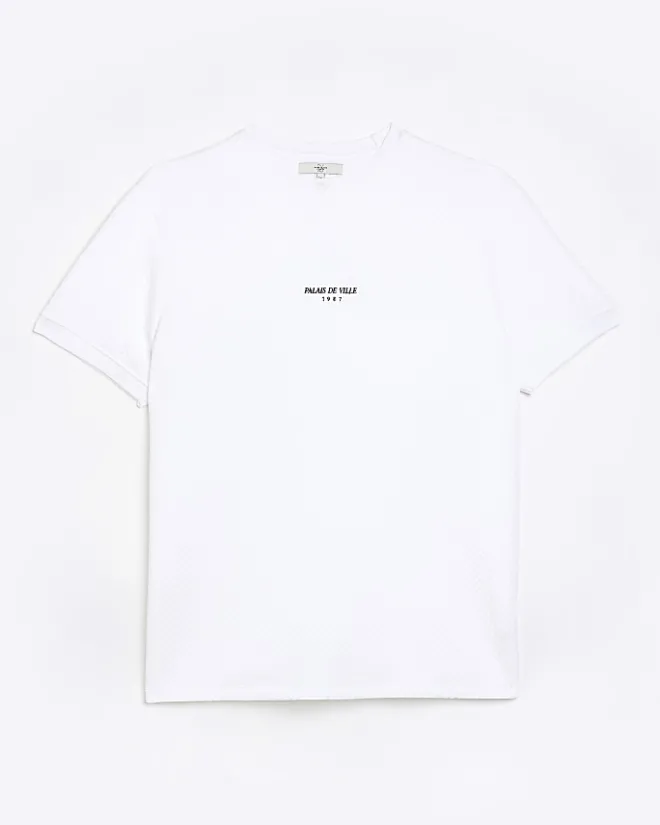 River Island Big & Tall slim fit quilted t-shirt White Online