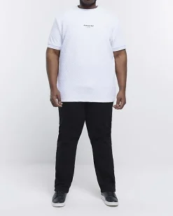 River Island Big & Tall slim fit quilted t-shirt White Online