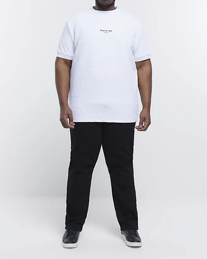 River Island Big & Tall slim fit quilted t-shirt White Online