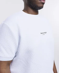 River Island Big & Tall slim fit quilted t-shirt White Online