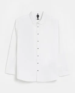 River Island Big & Tall slim fit long sleeve shirt White Outlet