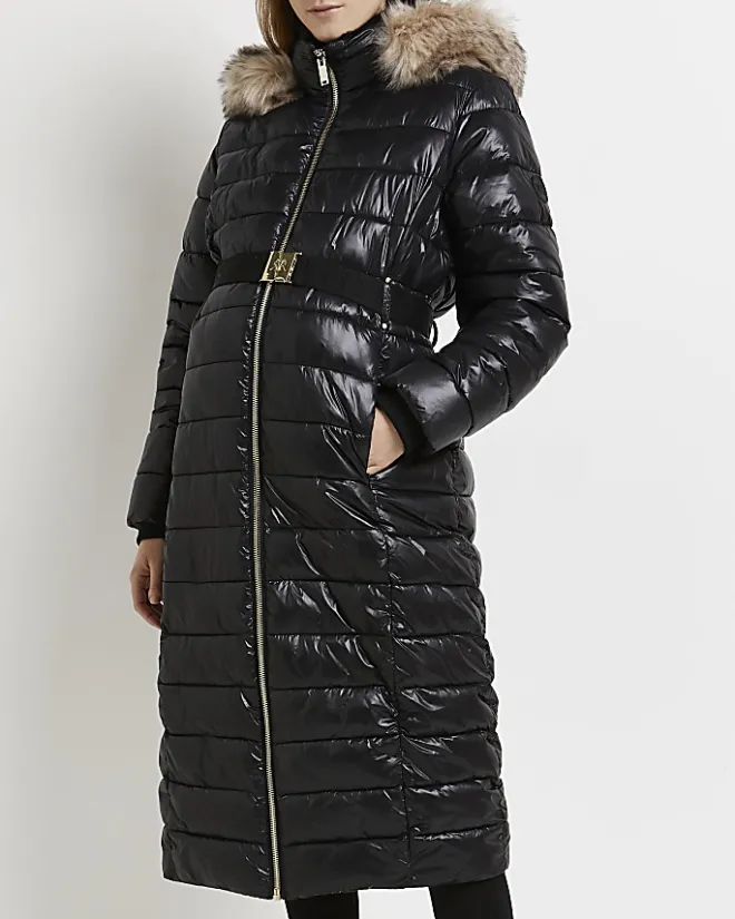 River Island 3 in 1 maternity hooded puffer coat Black Clearance