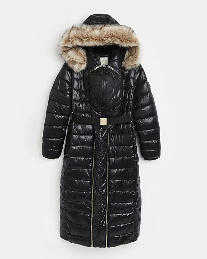 River Island 3 in 1 maternity hooded puffer coat Black Clearance
