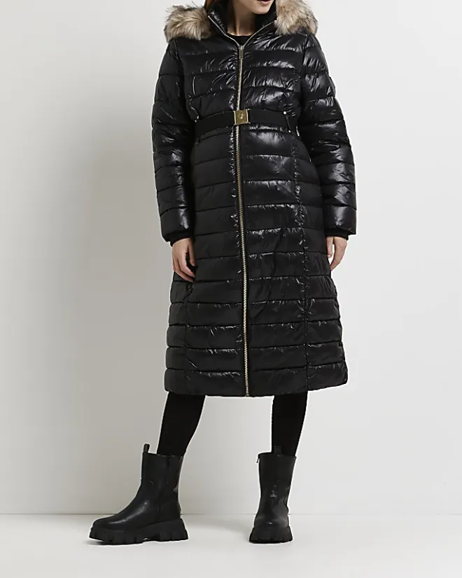 River Island 3 in 1 maternity hooded puffer coat Black Clearance