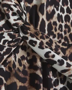 River Island animal print knot swing midi dress Black Online