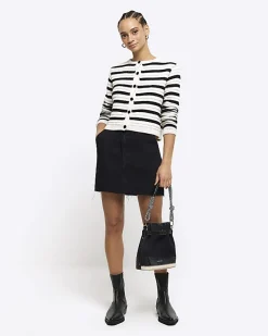 River Island asymmetric waist denim mini skirt Black Clearance