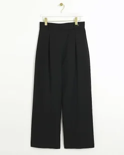 River Island asymmetric waist wide leg trousers Black Online