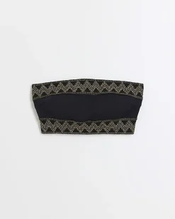 River Island Bandeau Embellished Bikini Top Black Outlet