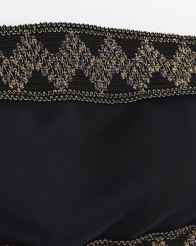 River Island Bandeau Embellished Bikini Top Black Outlet