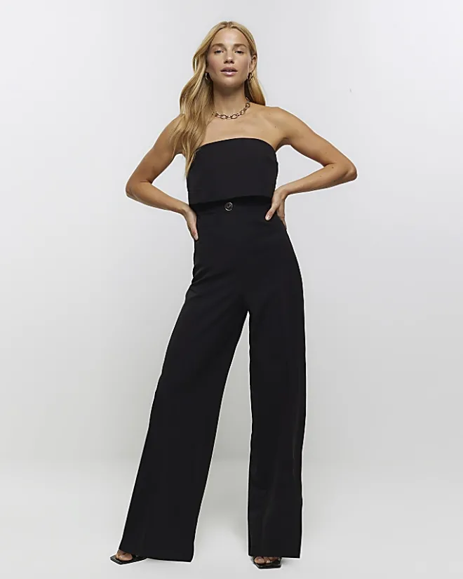 River Island blazer bandeau jumpsuit Black Online