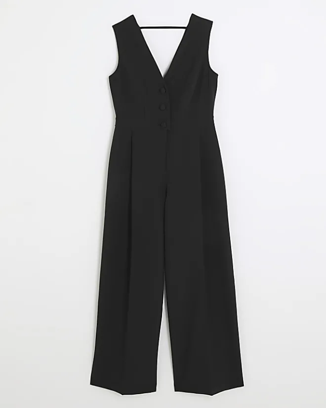 River Island bow blazer jumpsuit Black New