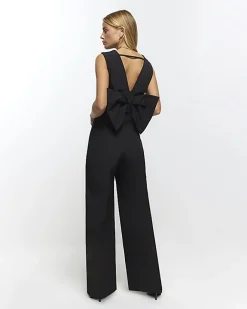 River Island bow blazer jumpsuit Black New
