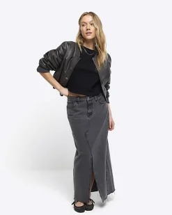 River Island Boxy Cropped T-Shirt Black Fashion