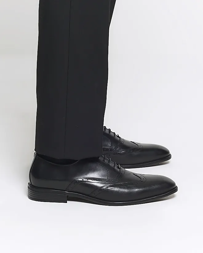 River Island brogue derby shoes Black Outlet