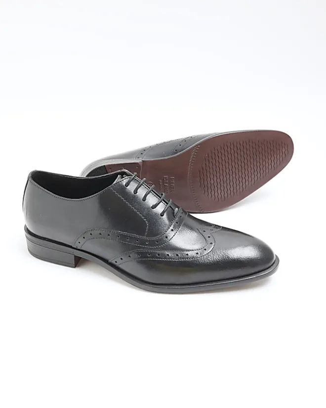 River Island brogue derby shoes Black Outlet