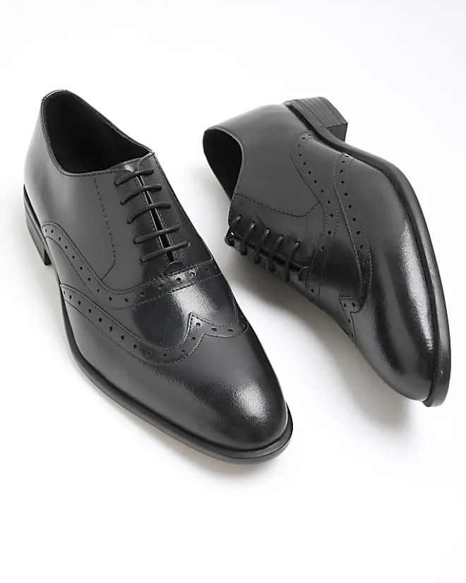 River Island brogue derby shoes Black Outlet