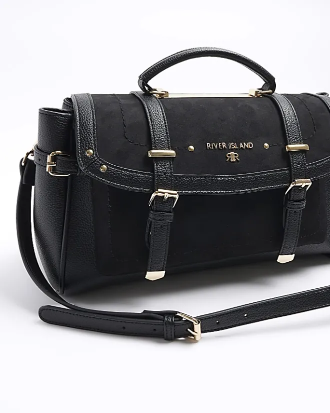River Island buckle satchel bag Black Best