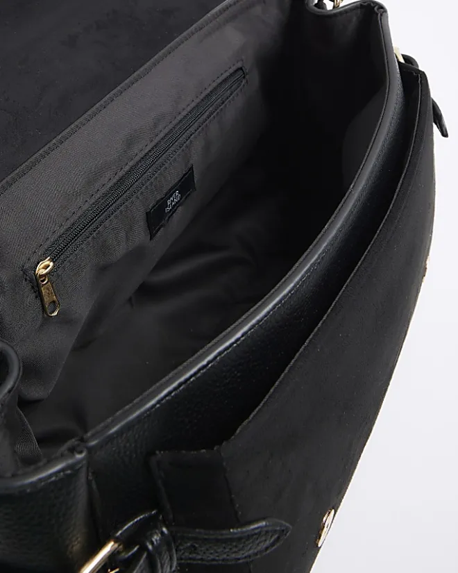 River Island buckle satchel bag Black Best