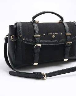 River Island buckle satchel bag Black Best