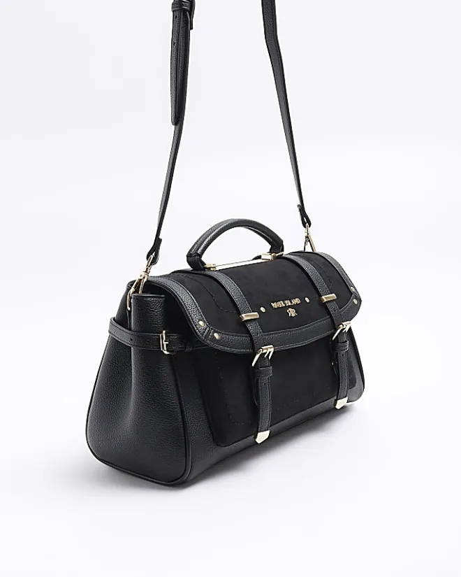 River Island buckle satchel bag Black Best
