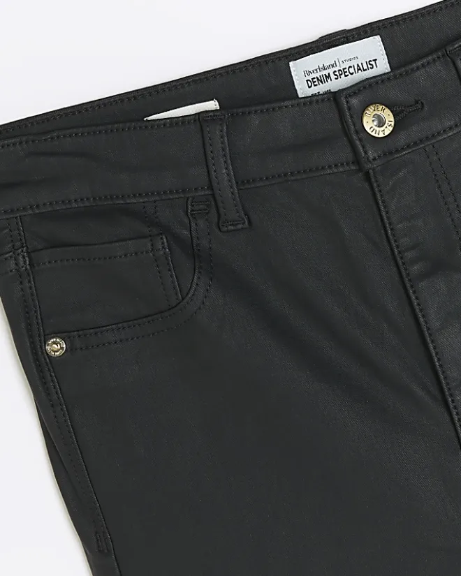 River Island bum sculpt flare coated jeans Black Online