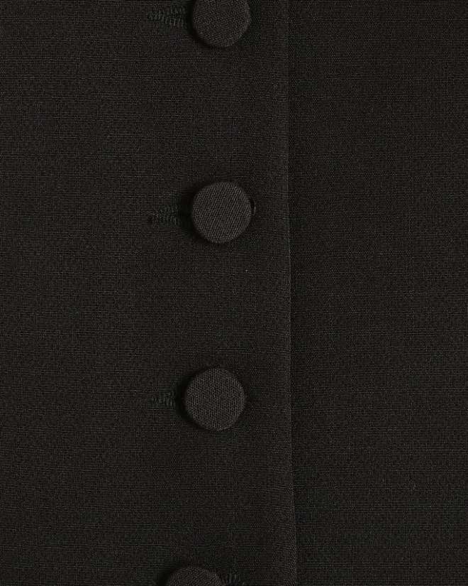 River Island button front waistcoat Black Clearance