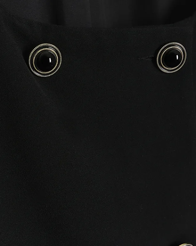 River Island button up shift mini dress Black Clearance