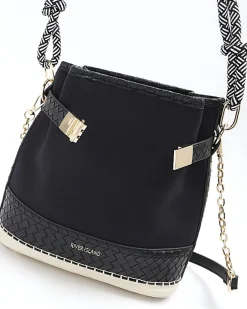 River Island canvas bucket shoulder bag Black Fashion