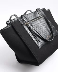 River Island canvas embossed RI shopper bag Black Discount