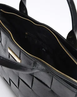 River Island chunky weave shopper bag Black Hot